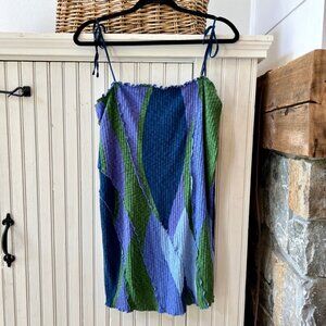 Urban Outfitters Patchwork Ribbed Spaghetti Strap Spring Colorful Dress Size XL